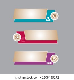 In the figure, infographics in the form of three squares. Infographics for business, project, presentation. Infographics on three positions multicolored, icons for business.