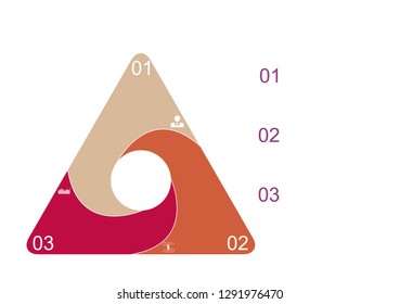 In the figure infographics is a triangle of light colors, with icons for business. Infographics with an example of writing text. Infographics for business, project, presentation