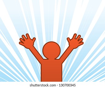 Figure jumping out in a surprised state