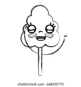figure kawaii cute happy tree ecology with arms