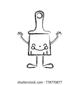 figure kawaii happy brush object with arms and legs