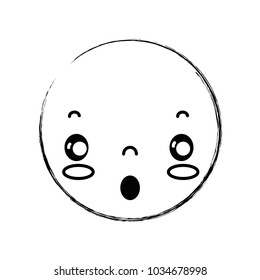 figure kawaii head with cute scared face
