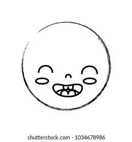 figure kawaii head with cute smile face