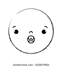 figure kawaii head with cute surprised face