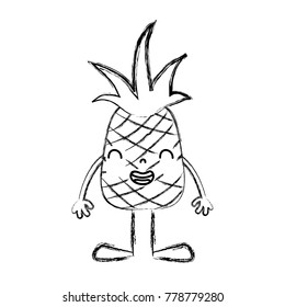 figure kawaii pineapple smile fruit with arms and legs