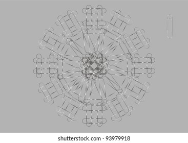 Figure, laid out paper clips on a gray background.