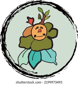 Figure leafy character pattern. Tech character. Vector illustration