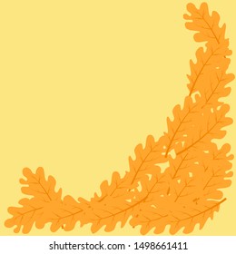The figure of leaves, autumn leaves, background with leaves, leaves on a yellow background. Background for lettering text, autumn theme. Background for brochure, printing.