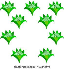 in Figure lily of the valley bouquet in a pattern on a white background