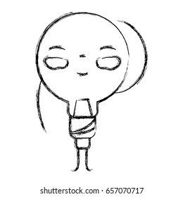 figure line kawaii cute happy bulb energy with arms