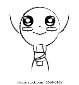 figure line kawaii cute happy bulb energy with arms