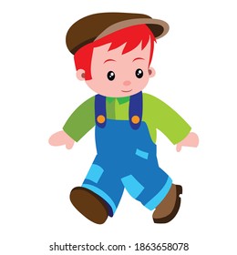figure of a little man who steps, cartoon illustration, isolated object on white background, vector, eps