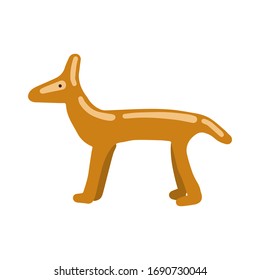 Figure of a llama exhibit isolated on white background. Golden statuette. Ancient artifacts. Historical museum. The Inca culture. Museum piece. Vector illustration. Flat style. 