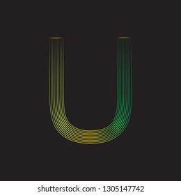 The figure is a logo, in the form of a letter U, gradient, a logo with a shadow on a dark background. Logo, for enterprise, institution.