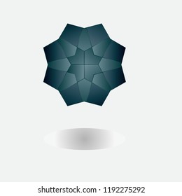 
The figure is a logo in the form of a star, a flower, green with a gradient. Infographics for the new firm, for the site, for the brand