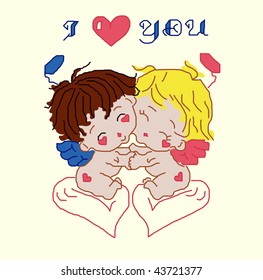 Figure lovers, Valentine Day, (vector)