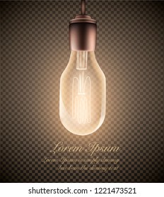 figure of a luminous light bulb on a transparent background