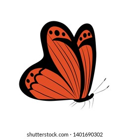 Figure Machaon butterfly which folded its wings and stopped. Butterfly black orange colors with circles on the wings.