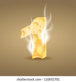 Figure made of hot cheese (see other cheese characters in my portfolio), vector illustration, eps10, transparent shadow and smoke