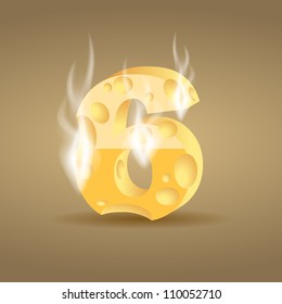 Figure made of hot cheese (see other cheese characters in my portfolio), vector illustration, eps10, transparent shadow and smoke