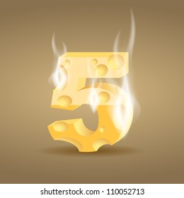 Figure made of hot cheese (see other cheese characters in my portfolio), vector illustration, eps10, transparent shadow and smoke