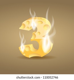 Figure made of hot cheese (see other cheese characters in my portfolio), vector illustration, eps10, transparent shadow and smoke