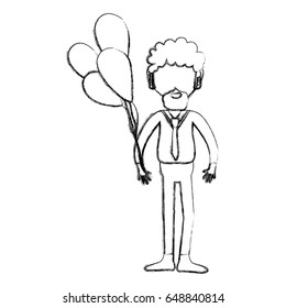 figure man with beard and balloons in the hand