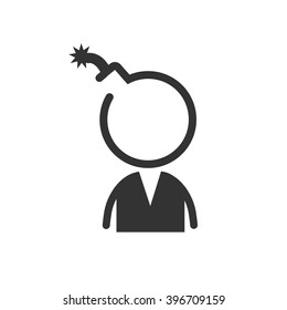  Figure man bomb head sign. Vector illustration.