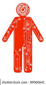 figure of a man in circuit style. vector illustration