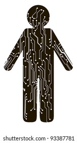 figure of a man in circuit style. vector illustration