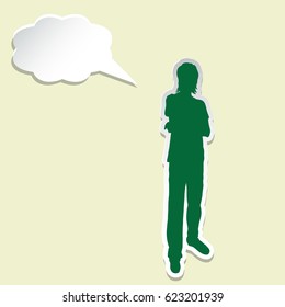 The figure of a man with a cloud of thoughts vector illustration