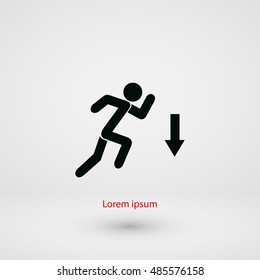 figure man and direction arrow icon, flat design best vector icon