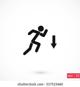 figure man and direction arrow icon, flat design best vector icon