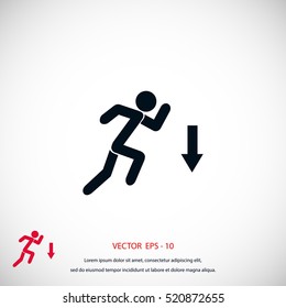 figure man and direction arrow icon, flat design best vector icon