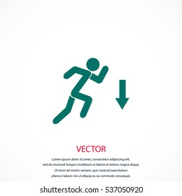 figure man and direction arrow icon, flat design best vector icon
