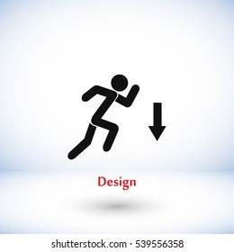 figure man and direction arrow icon, flat design best vector icon