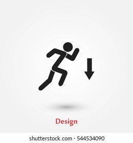 figure man and direction arrow icon, flat design best vector icon