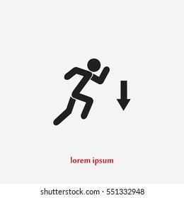 figure man and direction arrow icon, flat design best vector icon