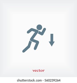 figure man and direction arrow icon, flat design best vector icon