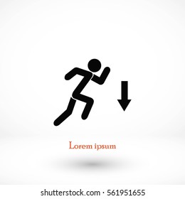 figure man and direction arrow icon, flat design best vector icon
