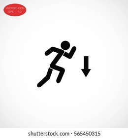 figure man and direction arrow icon, flat design best vector icon