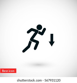 figure man and direction arrow icon, flat design best vector icon
