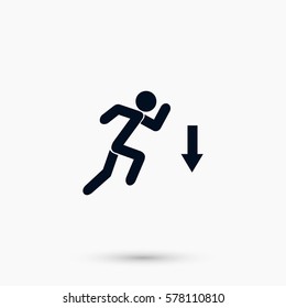 figure man and direction arrow icon, flat design best vector icon