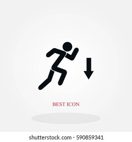 figure man and direction arrow icon, flat design best vector icon