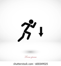 figure man and direction arrow icon, flat design best vector icon
