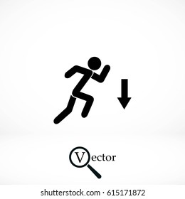 figure man and direction arrow icon, flat design best vector icon