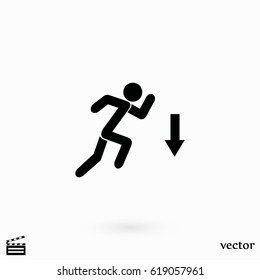 figure man and direction arrow icon, flat design best vector icon