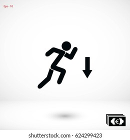 figure man and direction arrow icon, flat design best vector icon