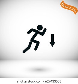 figure man and direction arrow icon, flat design best vector icon