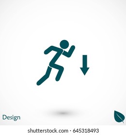 figure man and direction arrow icon, flat design best vector icon